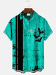 Camisa informal de manga corta para hombre, estilo años 50, con rayas y murciélago de Halloween, para ir al trabajo y jugar a los bolos