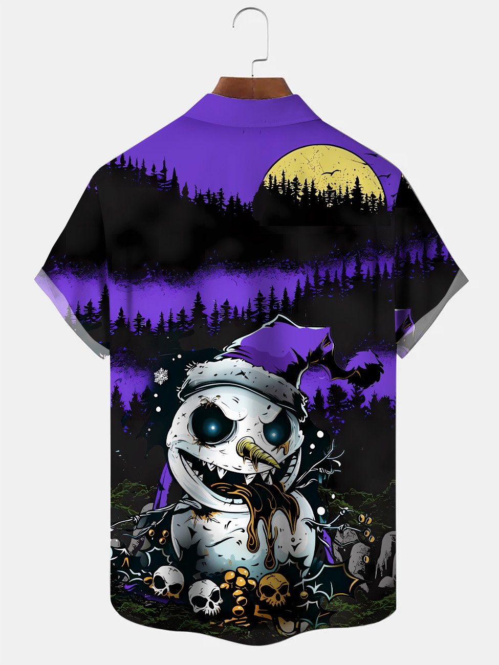 Camisa informal de manga corta con bolsillo para hombre, diseño de calavera, muñeco de nieve y Halloween, de Alohadaddy