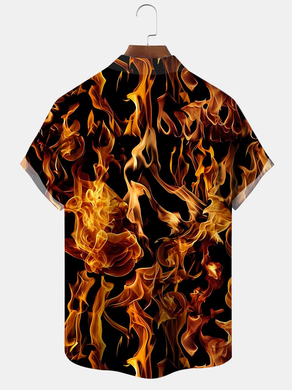 Alohadaddy Halloween Pumpkin Flame Mens Pocket Casual Short Sleeve Shirt