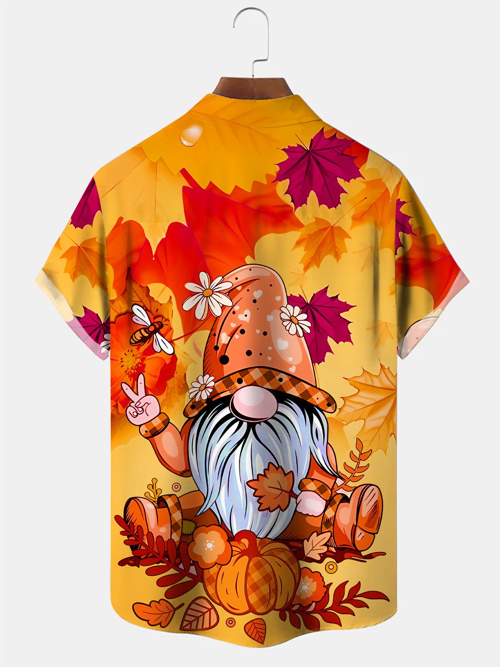 Alohadaddy Plants Autumn Santa Pumpkin Men Pocket Button Casual Short Sleeve Shirt