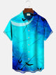 Alohadaddy Halloween Bat Plant Men Pocket Button Casual Short Sleeve Shirt