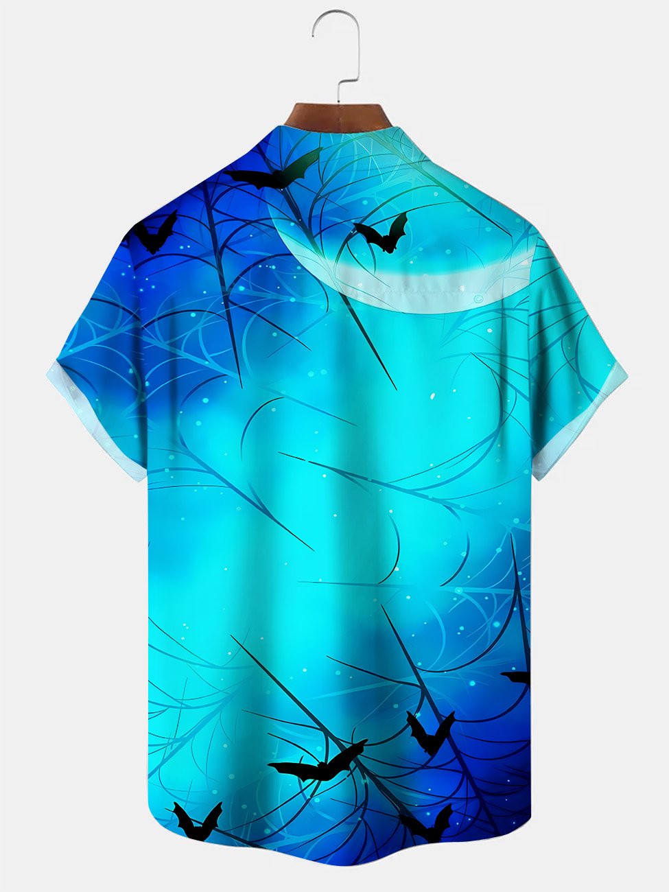 Alohadaddy Halloween Bat Plant Men Pocket Button Casual Short Sleeve Shirt