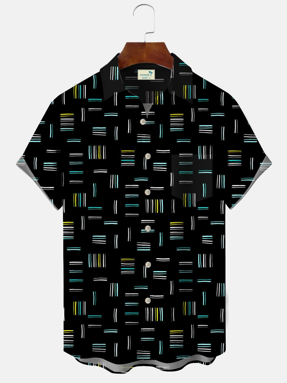 Chemise décontractée à manches courtes et poches à boutons pour hommes Alohadaddy Stripe Fluorescent