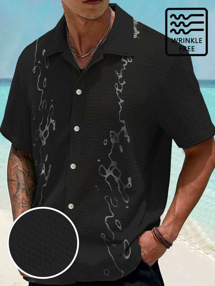 Chemise à manches courtes décontractée pour homme avec poche boutonnée et motif goutte d&