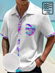 Alohadaddy Liquid Metal Contrast Color Men Button Pocket Casual 50S Bowling Commuter Vacation Short Sleeve Shirt