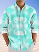 Camisa informal de manga larga con bolsillo y botones para hombre con diseño geométrico y mosaico de píxeles de Alohadaddy