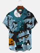 Alohadaddy Cartoon Halloween Portrait Men Button Pocket Casual Short Sleeve Shirt