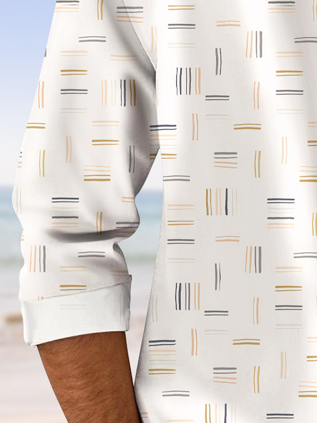 Camisa informal de manga larga con bolsillos y botones a rayas para hombre de Alohadaddy