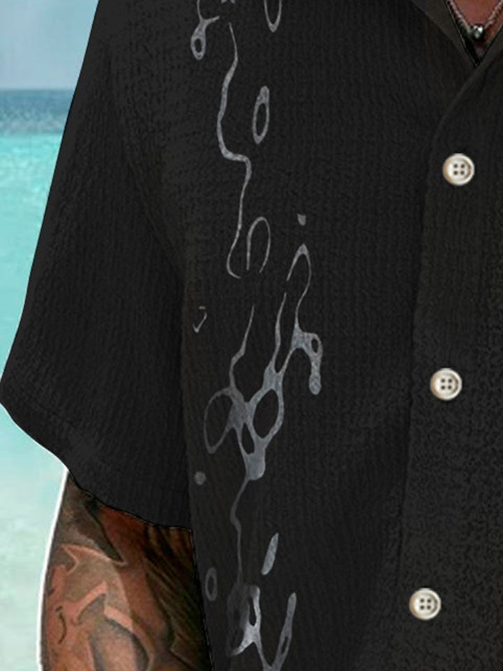 Chemise à manches courtes décontractée pour homme avec poche boutonnée et motif goutte d&