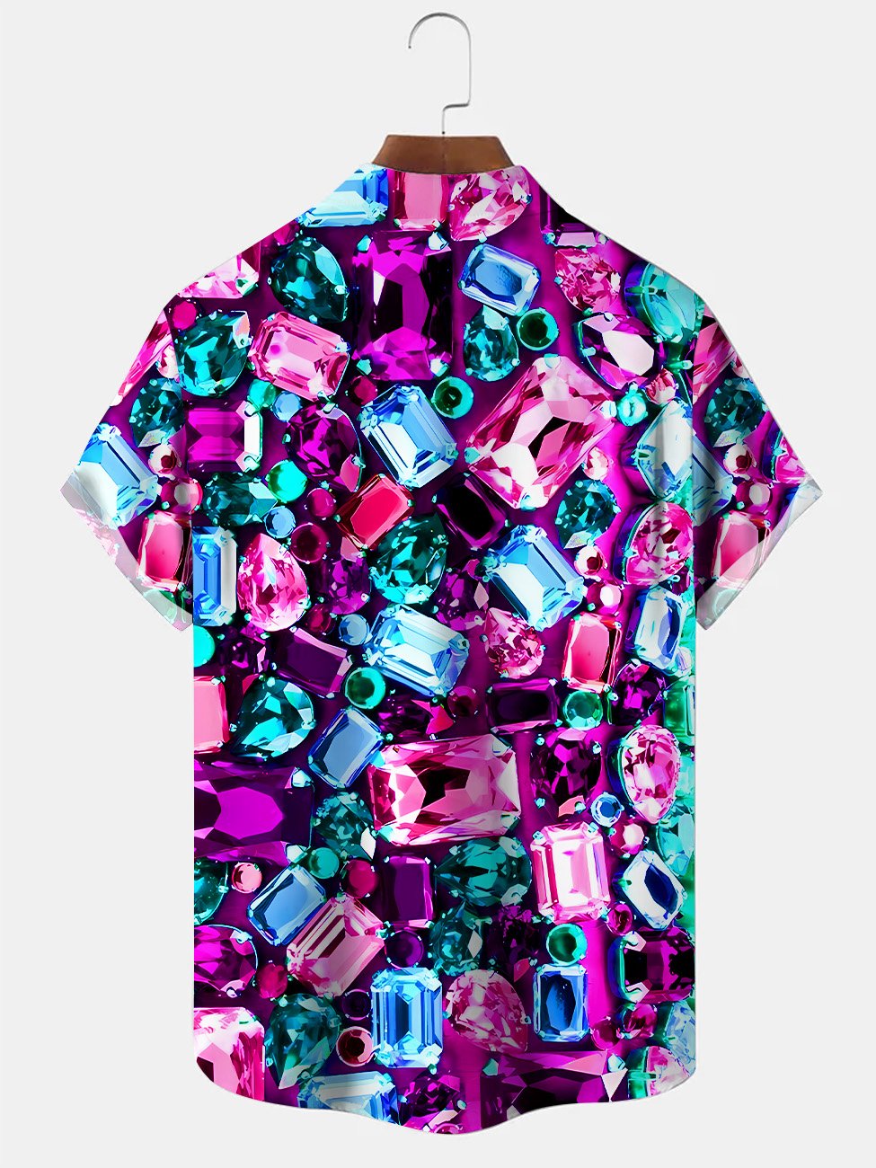 Chemise à manches courtes décontractée à boutons et poches pour hommes Alohadaddy à motif géométrique et diamant