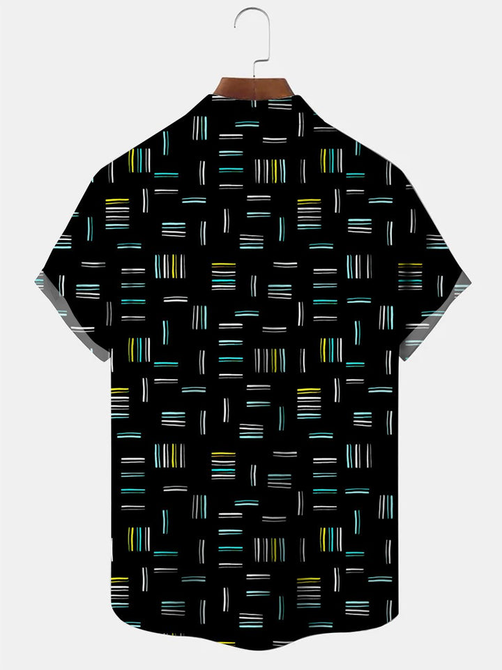 Chemise décontractée à manches courtes et poches à boutons pour hommes Alohadaddy Stripe Fluorescent