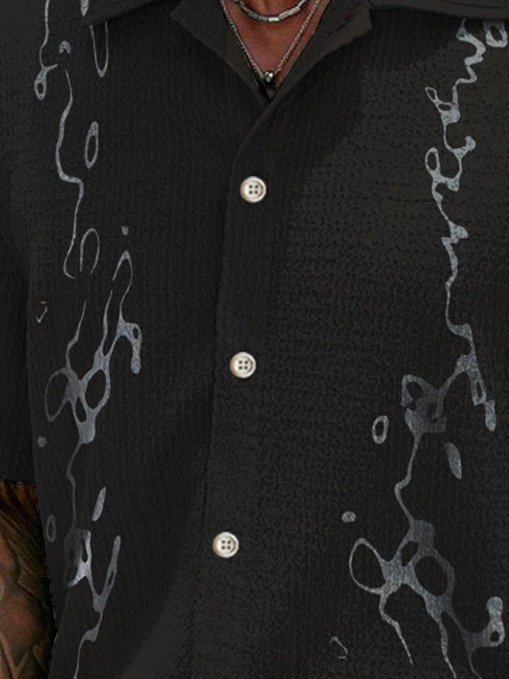 Chemise à manches courtes décontractée pour homme avec poche boutonnée et motif goutte d&