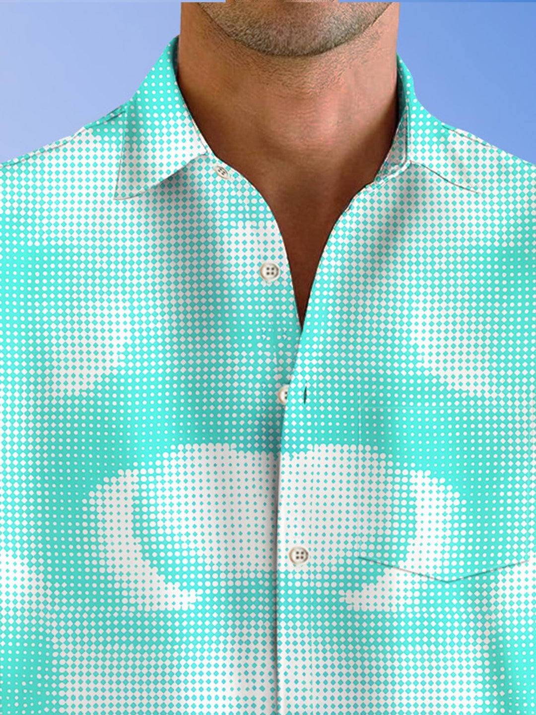 Chemise à manches longues décontractée à poches boutonnées pour hommes avec motif géométrique en mosaïque de pixels Alohadaddy