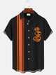 Alohadaddy Halloween Pumpkin Mens Button Pocket Casual Short Sleeve Shirt