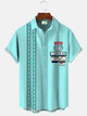 Alohadaddy Route 66 Stop Sign Men Button Pocket Casual 50S Bowling Commuter Short Sleeve Shirt