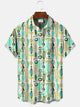 Camisa informal de manga corta con botones y estampado étnico para hombre de Alohadaddy