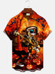 Camisa informal de manga corta con botones y diseño de guitarra y calabaza de Halloween para hombre de Alohadaddy