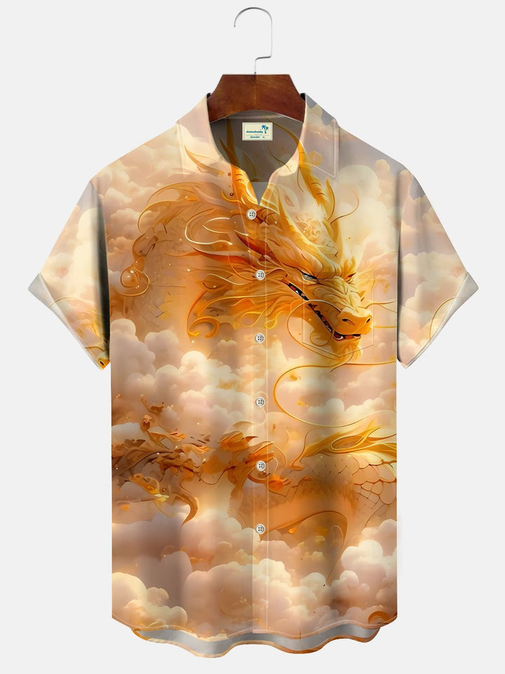 Camisa casual de manga corta con botones para hombre Alohadaddy Sky Clouds Dragon