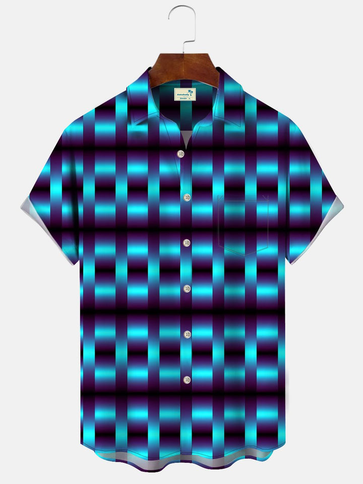 Chemise à manches courtes décontractée à boutons géométriques fluorescents 3D pour hommes Alohadaddy