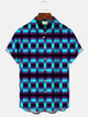 Alohadaddy Geometric Fluorescent 3D Men's Buttons Buttons Casual Short Sleeve Shirt