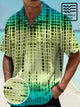 Camisa informal de manga corta con botones y estampado geométrico de lunares degradados para hombre de Alohadaddy