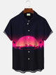Camisa informal de manga corta con botones para hombre, diseño de árbol de coco y puesta de sol, de Alohadaddy