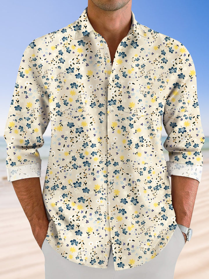 Alohadaddy Plants Flowers Men Buttons Casual Long Sleeve Shirt