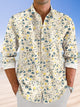 Camisa casual de manga larga con botones para hombre con plantas y flores de Alohadaddy