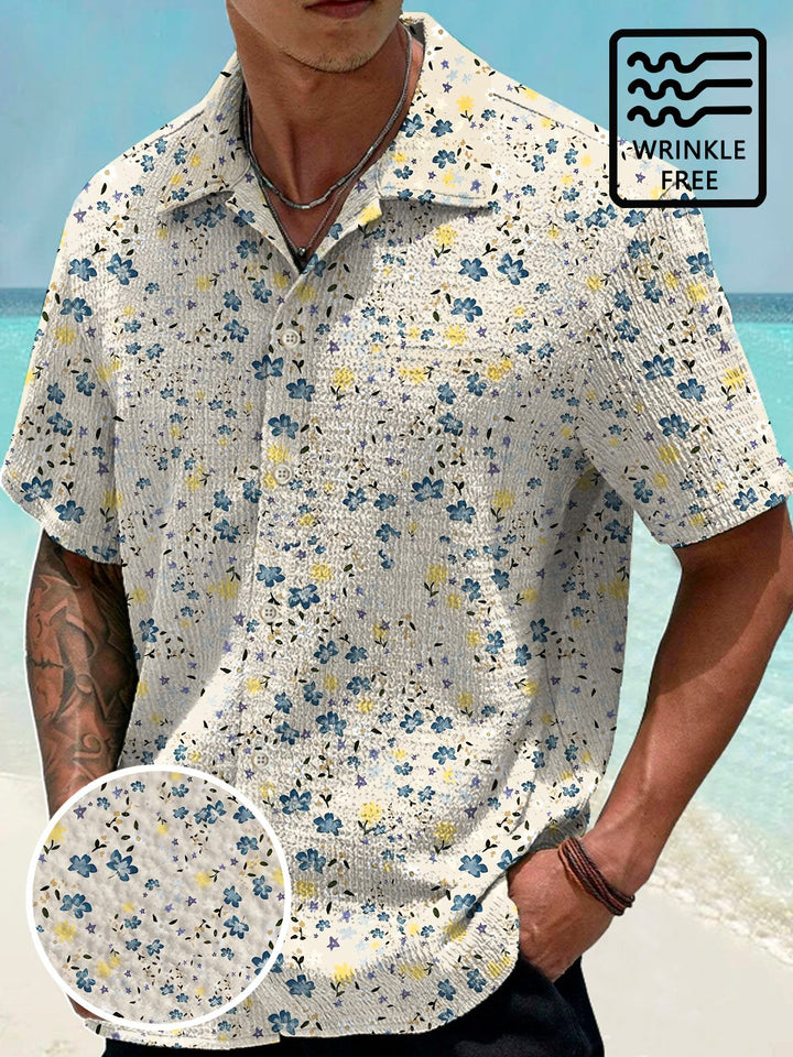 Alohadaddy Plant Daisy Flower Pocket Button Casual Short Sleeve Shirt