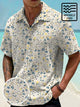Camisa informal de manga corta con botones y bolsillo con flores de margaritas y plantas de Alohadaddy