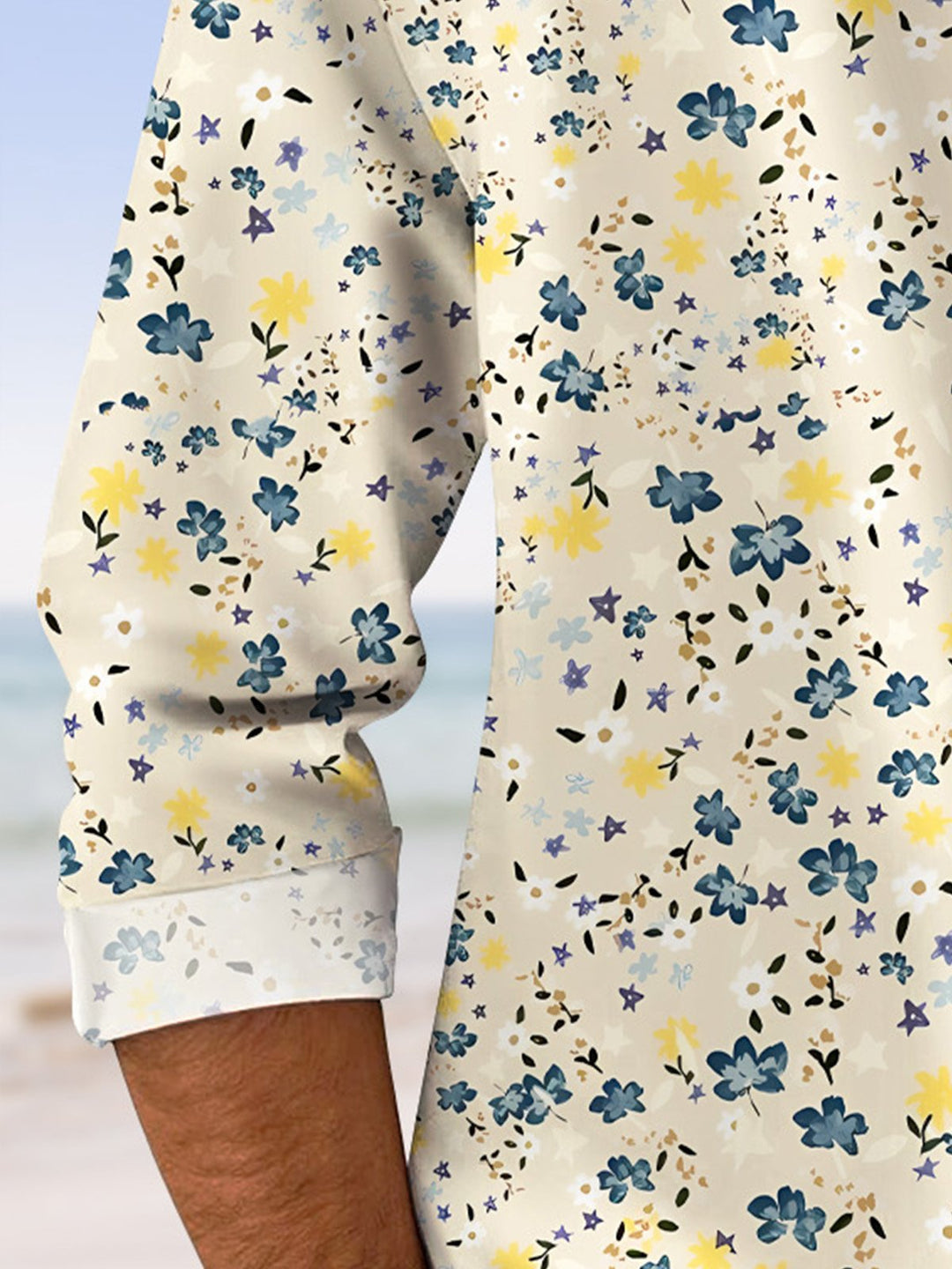 Alohadaddy Plants Flowers Men Buttons Casual Long Sleeve Shirt