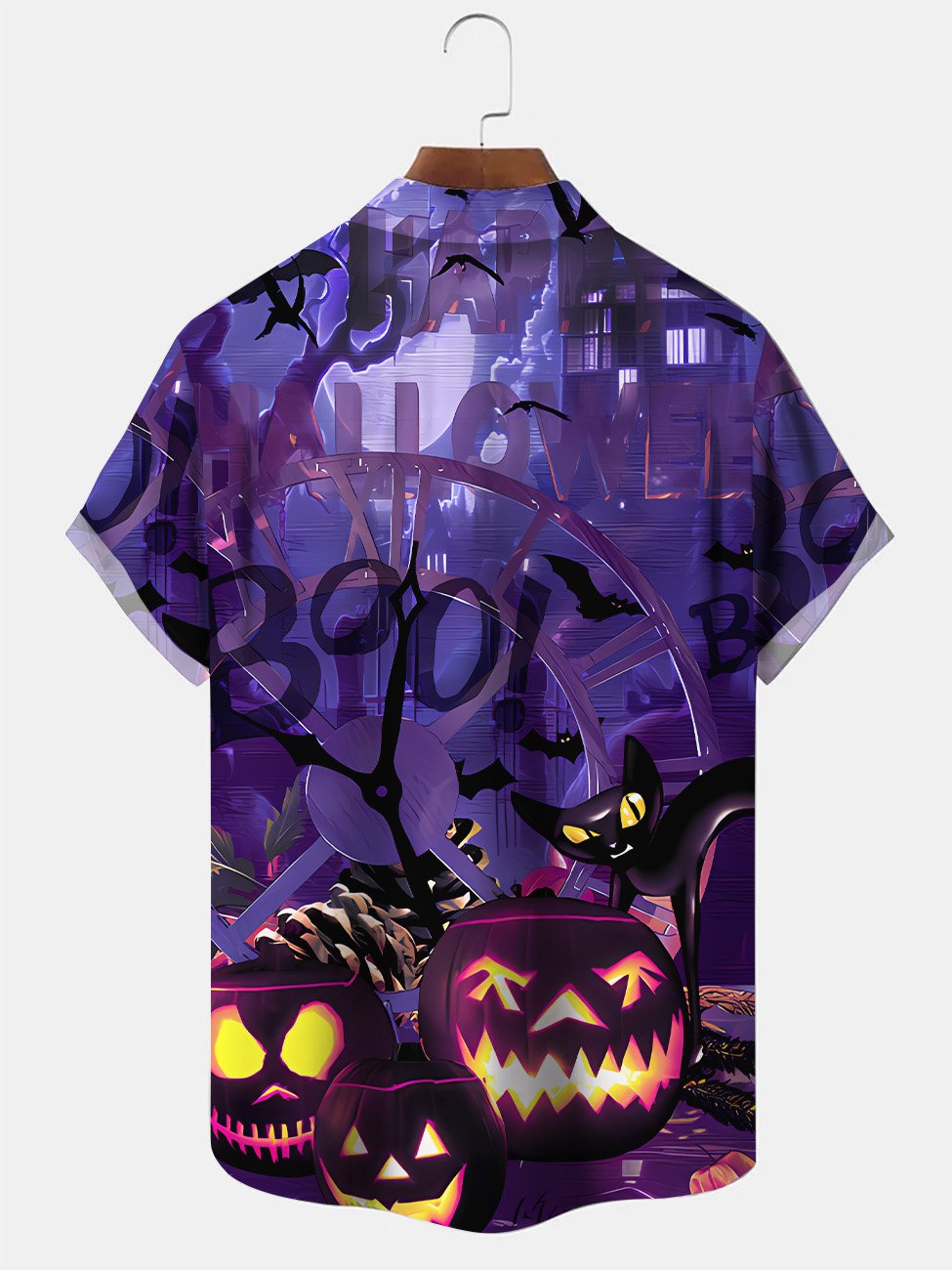Alohadaddy Halloween Pumpkin Mens Button Down Casual Short Sleeve Shirt