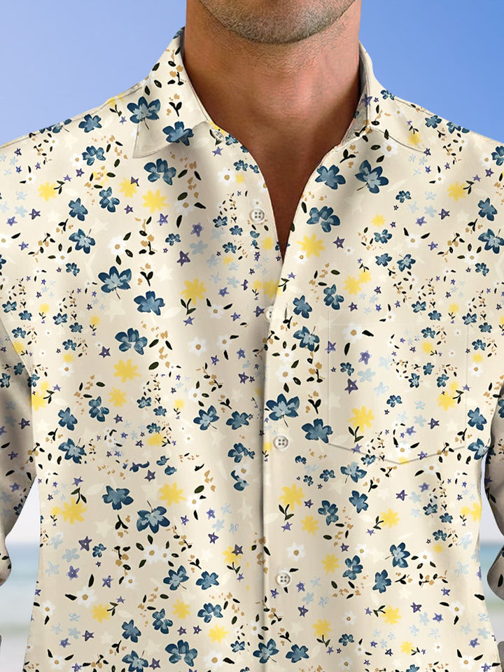 Alohadaddy Plants Flowers Men Buttons Casual Long Sleeve Shirt