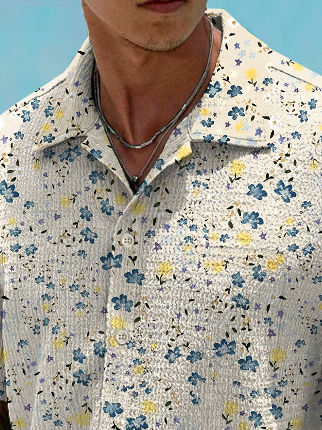 Alohadaddy Plant Daisy Flower Pocket Button Casual Short Sleeve Shirt