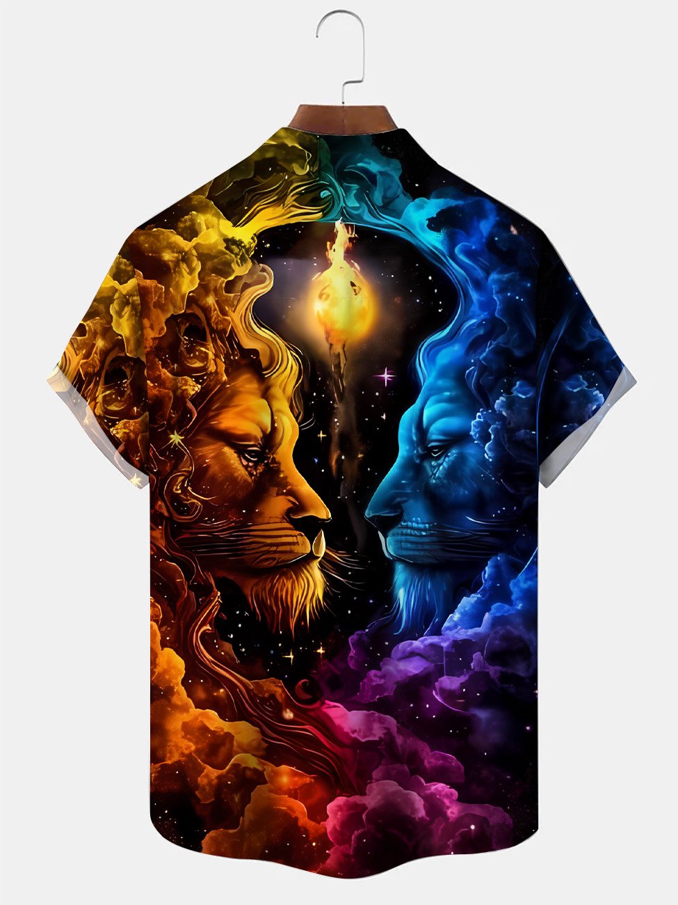 Alohadaddy Animal Lion Fluorescent Pocket Button Casual Short Sleeve Shirt