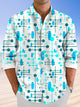 Camisa informal de manga larga con botones y bolsillos fluorescentes geométricos de Alohadaddy