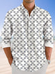 Camisa informal de manga larga con bolsillos y botones y estampado geométrico étnico cruzado de Alohadaddy