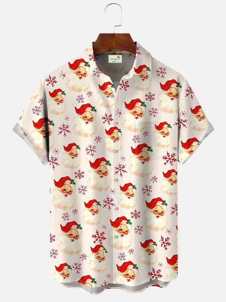 Chemise décontractée à manches courtes avec poche et boutons de Père Noël de Alohadaddy
