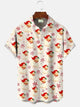 Alohadaddy Christmas Santa Claus Pocket Button Casual Short Sleeve Shirt