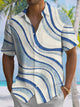 Camisa casual de manga corta con bolsillo abotonado y rayas geométricas con estampado étnico J de Alohadaddy