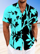 Camisa informal de manga corta con bolsillos y botones, flores, hojas y plantas en contraste de colores Alohadaddy