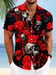 Alohadaddy Rose Skull Pocket Button Casual Short Sleeve Shirt
