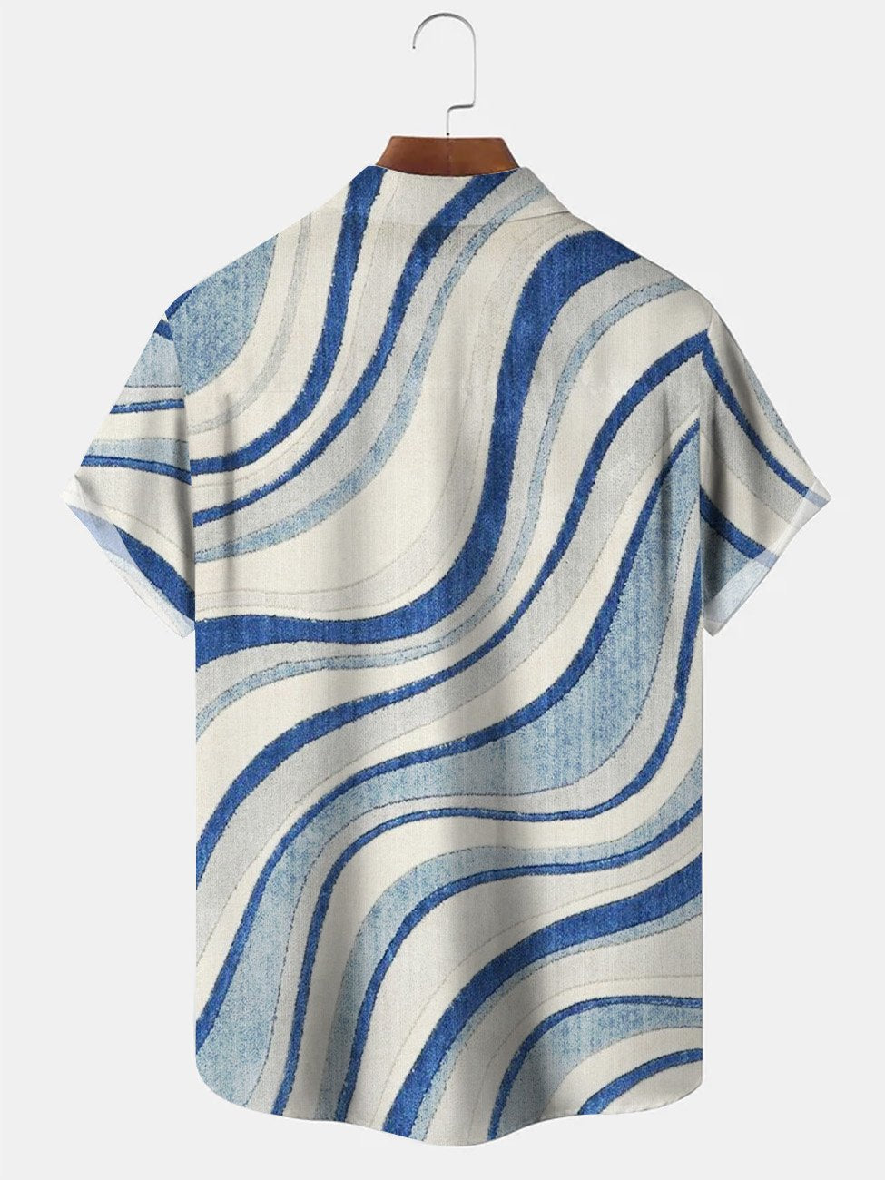 Camisa casual de manga corta con bolsillo abotonado y rayas geométricas con estampado étnico J de Alohadaddy