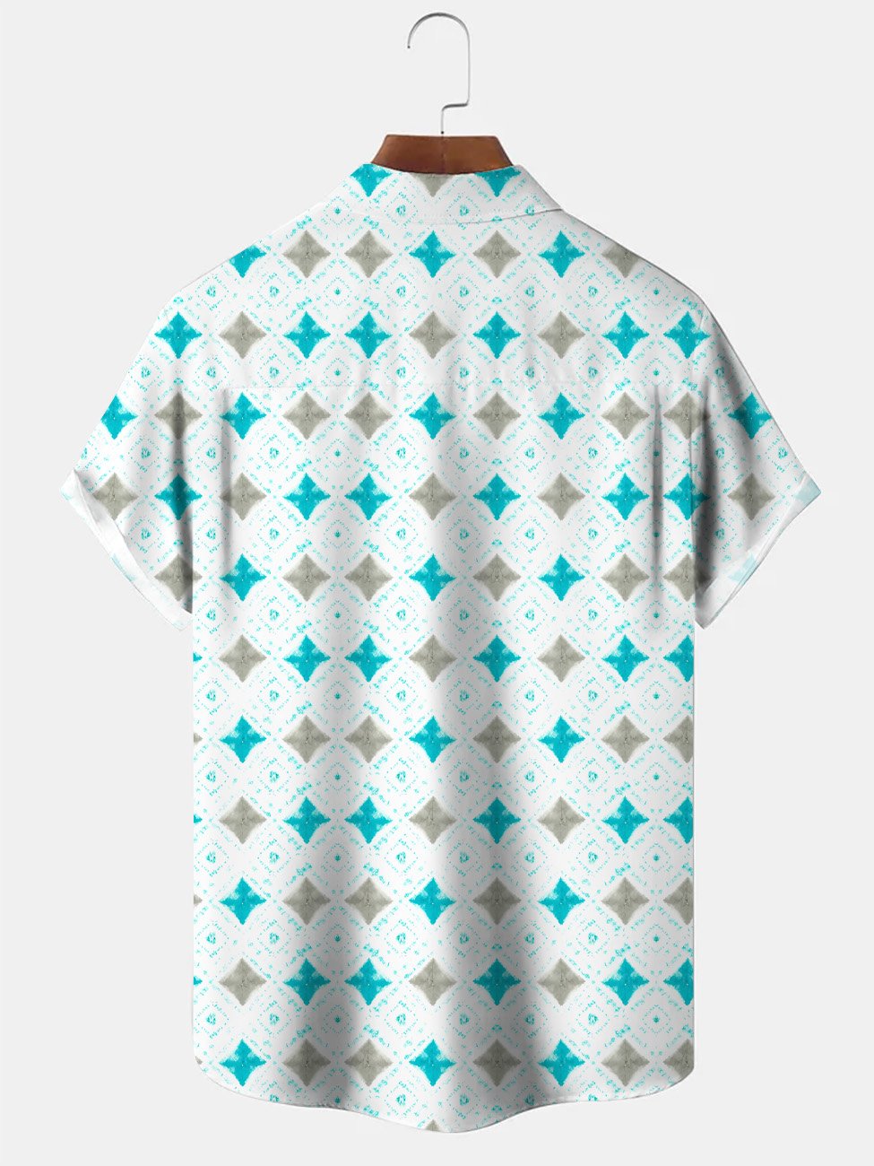 Camisa informal de manga corta con botones y bolsillo con estampado geométrico de colores contrastantes de Alohadaddy