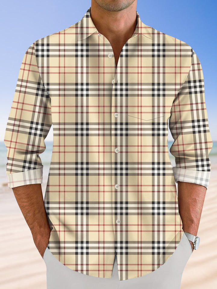 Camisa informal de manga larga con bolsillos y botones a cuadros de Alohadaddy