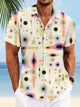 Camisa informal de manga corta con bolsillos y botones con estampado geométrico 3D fluorescente de Alohadaddy