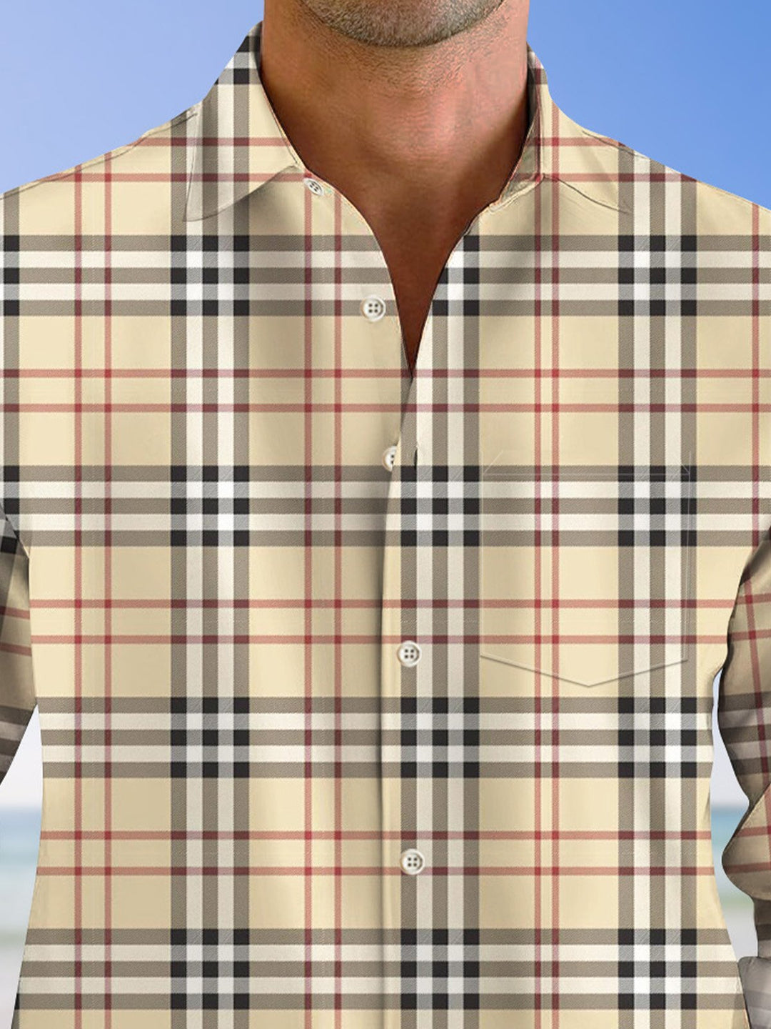 Camisa informal de manga larga con bolsillos y botones a cuadros de Alohadaddy