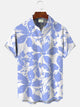 Camisa informal de manga corta con bolsillos y botones de playa con hojas de plantas de Alohadaddy