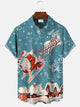 Alohadaddy Christmas Snowflake Holiday Button Pocket Casual Short Sleeve Shirt