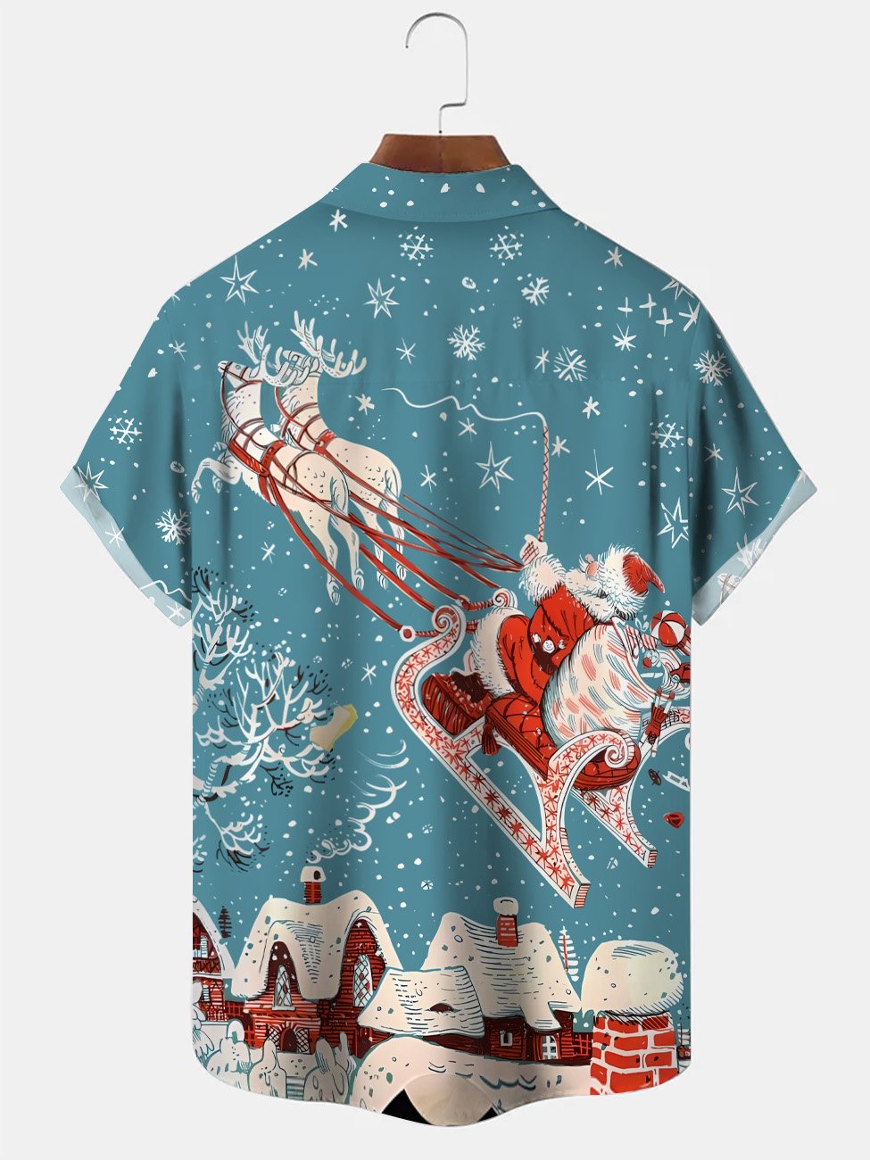 Chemise décontractée à manches courtes avec poche boutonnée et motif flocon de neige de Noël Alohadaddy